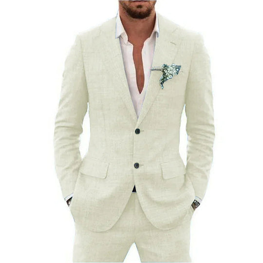 Herren Leinen Anzug Slim Fit für Elegante Anlässe