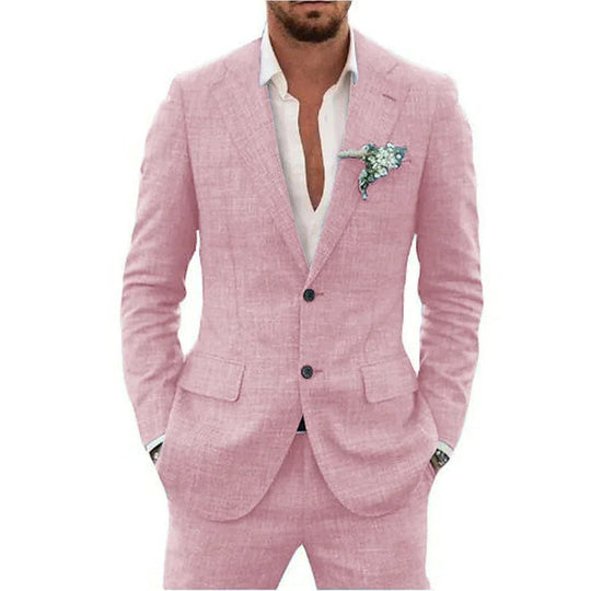 Herren Leinen Anzug Slim Fit für Elegante Anlässe
