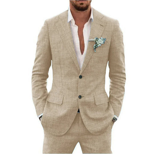Herren Leinen Anzug Slim Fit für Elegante Anlässe
