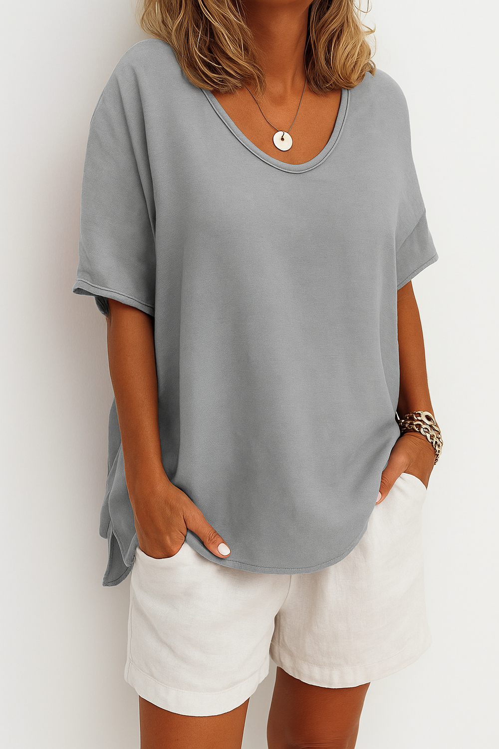 Herren Leinen Sommer T-Shirt