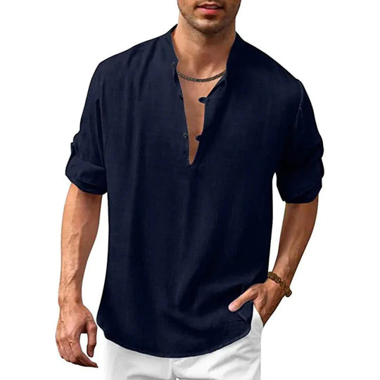 Variant image for Herren Leinenmischung Casual Hemd für Sommer und Frühling-21
