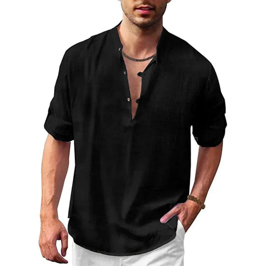 Variant image for Herren Leinenmischung Casual Hemd für Sommer und Frühling-26