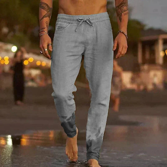 Herren Sommer Leinenhose Atmungsaktiv Lässig für Freizeit