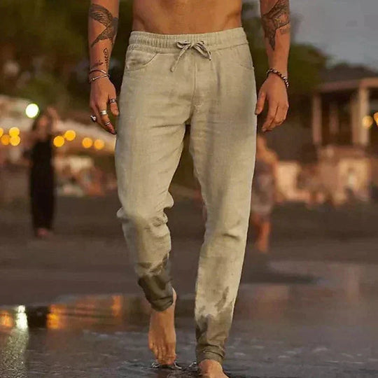 Herren Sommer Leinenhose Atmungsaktiv Lässig für Freizeit