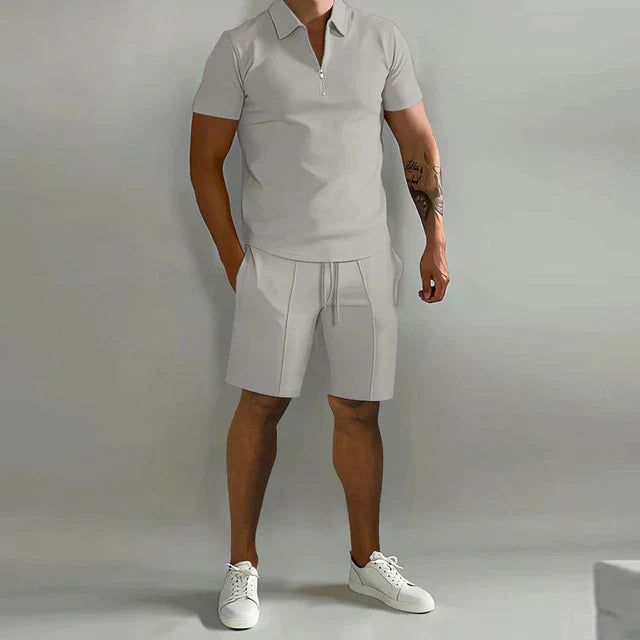 Herren Sommer Poloshirt Baumwolle Set mit Luxuriösen Shorts