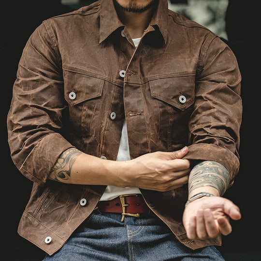 Herren Wachs Canvas Jacke