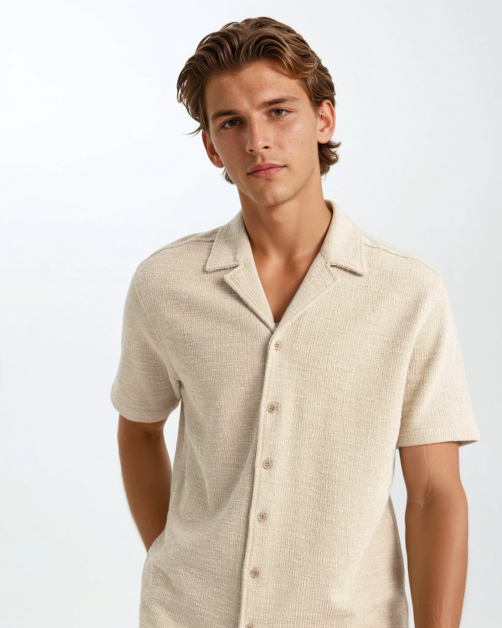 Herren Waffelstoff Sommer Set Kurzarm Shirt und Shorts