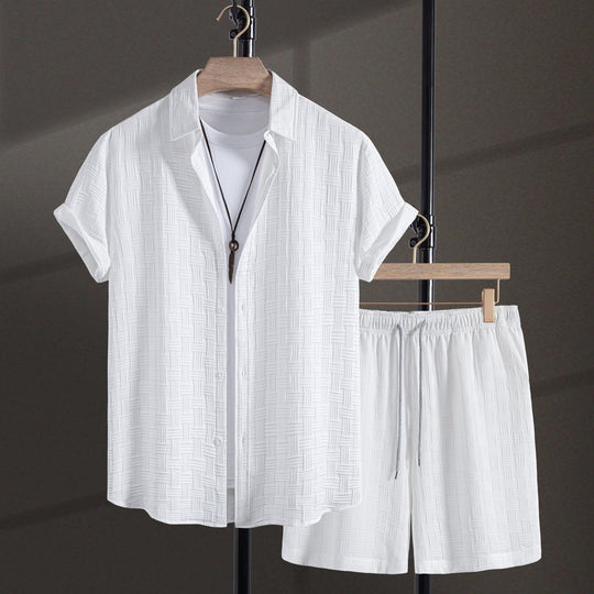 Kurzarmhemd und Shorts Sommer Set aus Baumwollmix für Männer