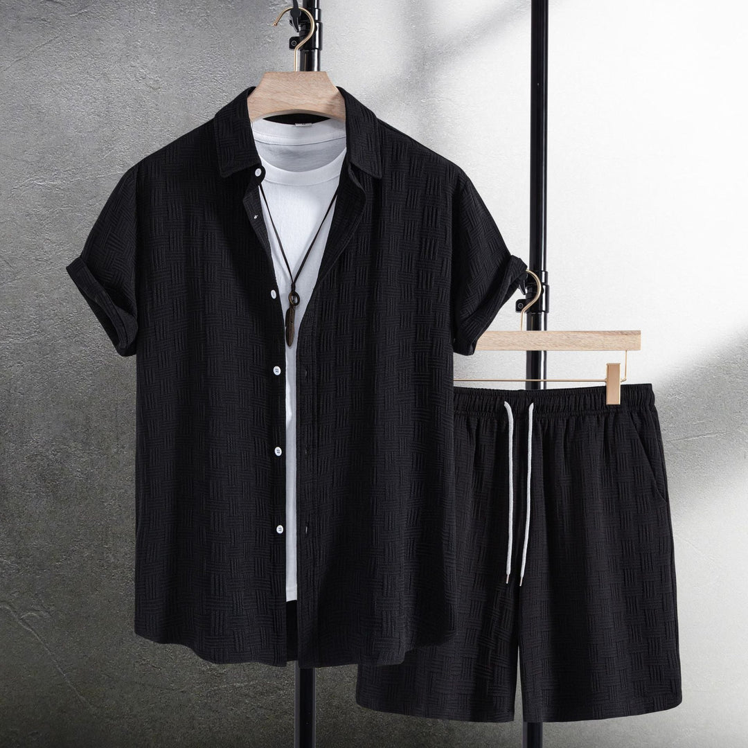 Kurzarmhemd und Shorts Sommer Set aus Baumwollmix für Männer