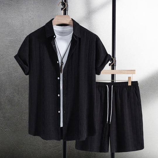 Kurzarmhemd und Shorts Sommer Set aus Baumwollmix für Männer