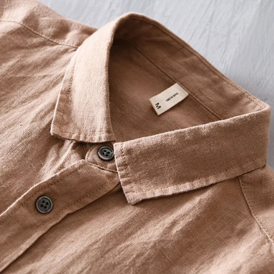 Herren Leinenhemd Casual mit Knopfleiste für Herren