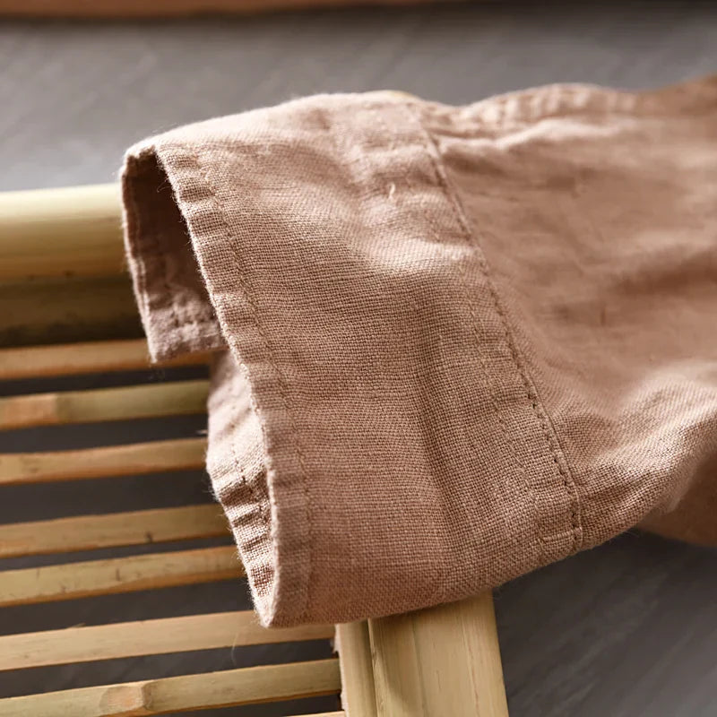 Herren Leinenhemd Casual mit Knopfleiste für Herren