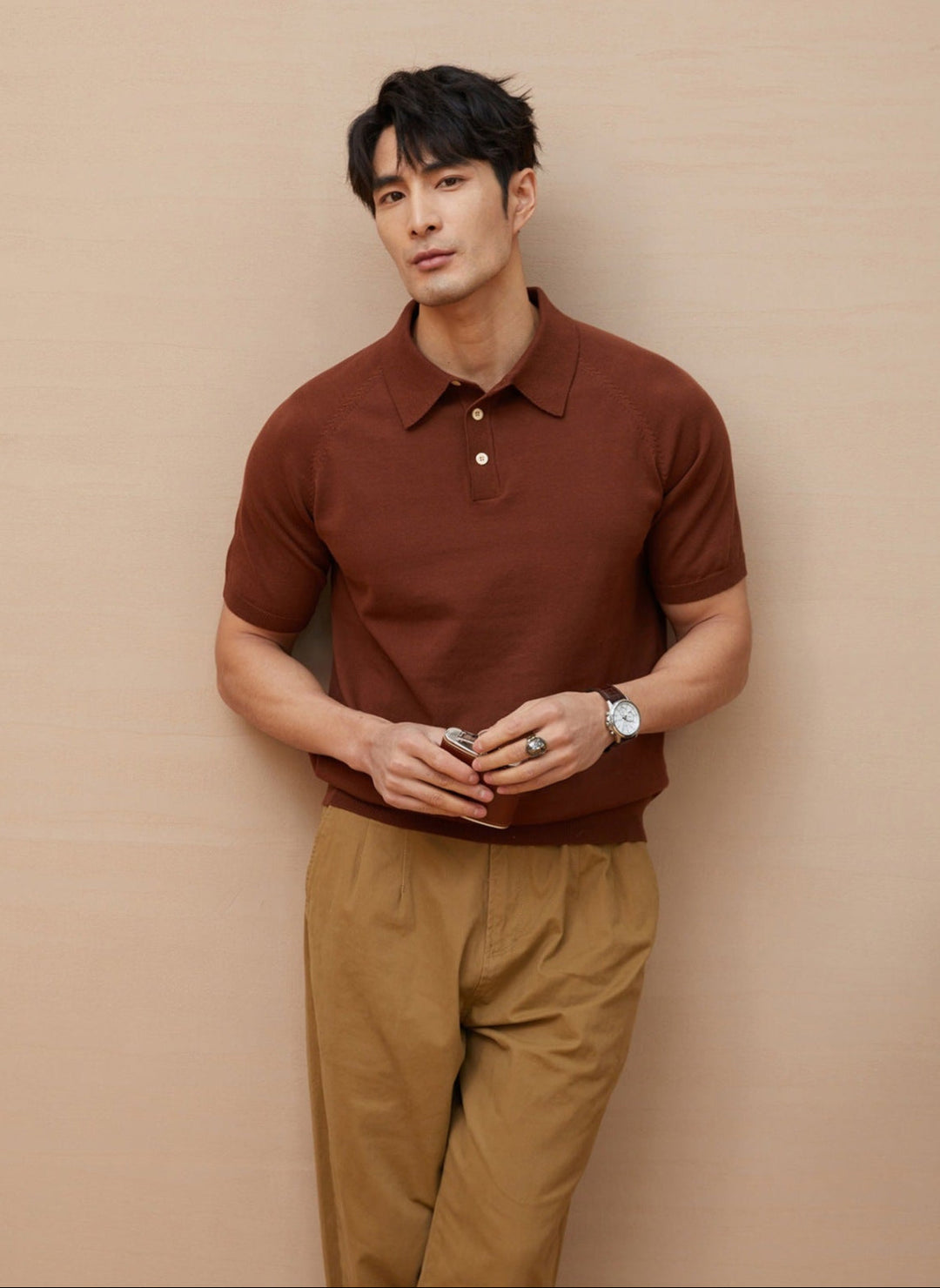 Polo Shirt mit Knöpfen aus atmungsaktivem Material für Herren