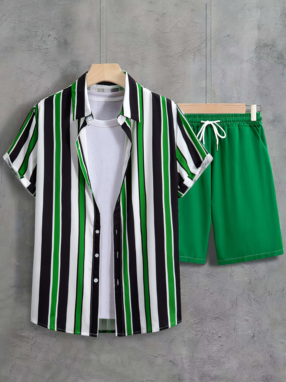 Kurzarmhemd und Shorts Sommer Set aus Baumwolle für Männer