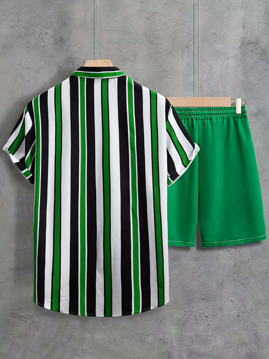 Kurzarmhemd und Shorts Sommer Set aus Baumwolle für Männer