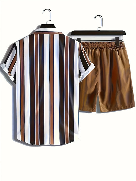 Kurzarmhemd und Shorts Sommer Set aus Baumwolle für Männer