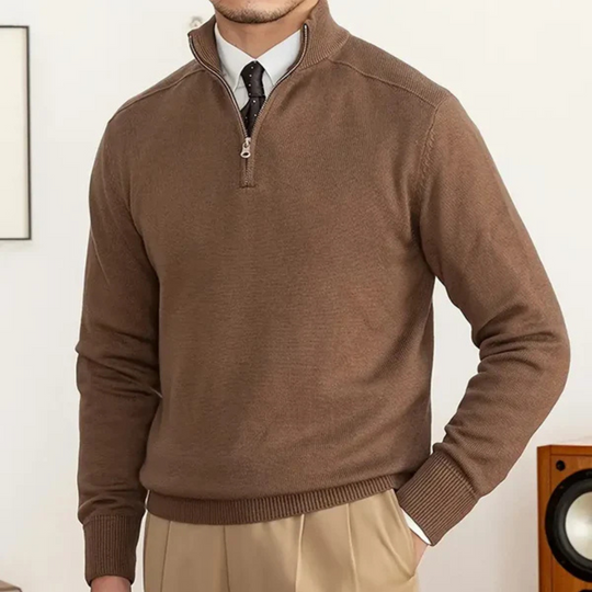 Hochkragen Pullover mit Halbzip für Damen