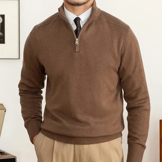 Hochkragen Pullover mit Halbzip für Damen