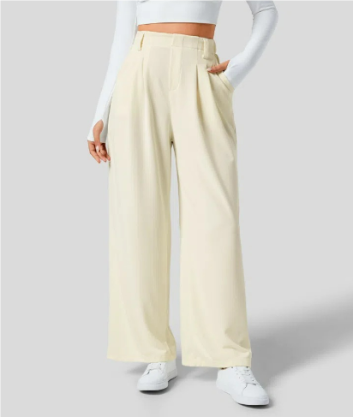 Hohe Taille Stoffhose mit Geradem Bein für Damen