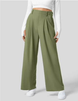 Hohe Taille Stoffhose mit Geradem Bein für Damen