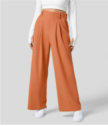 Hohe Taille Stoffhose mit Geradem Bein für Damen