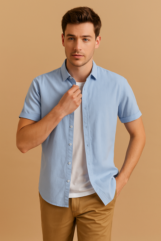 Kurzarmhemd Baumwolle für Herren im Japanischen Retro-Stil