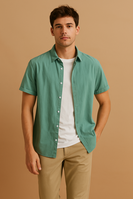 Kurzarmhemd Baumwolle für Herren im Japanischen Retro-Stil