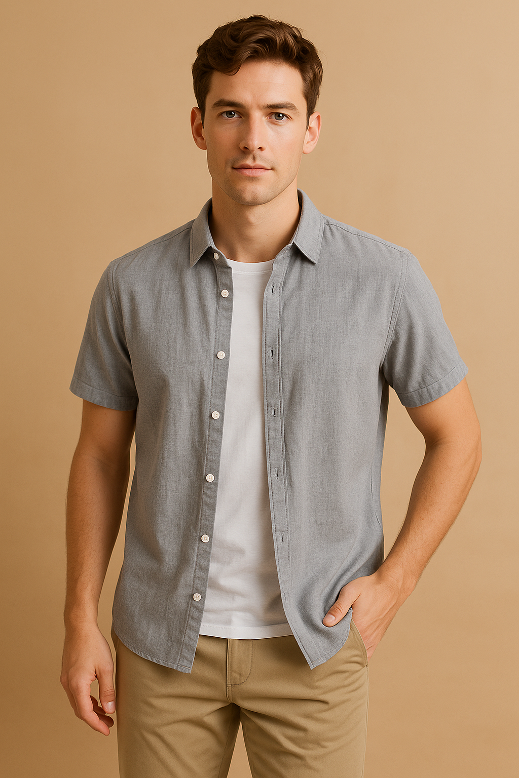 Kurzarmhemd Baumwolle für Herren im Japanischen Retro-Stil