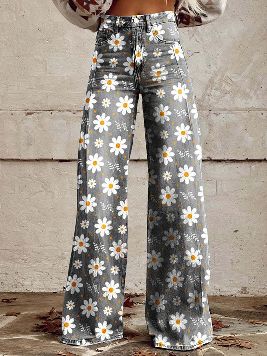 Lange Denim Hose aus Baumwolle für Damen