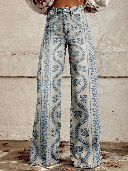Lange Denim Hose aus Baumwolle für Damen