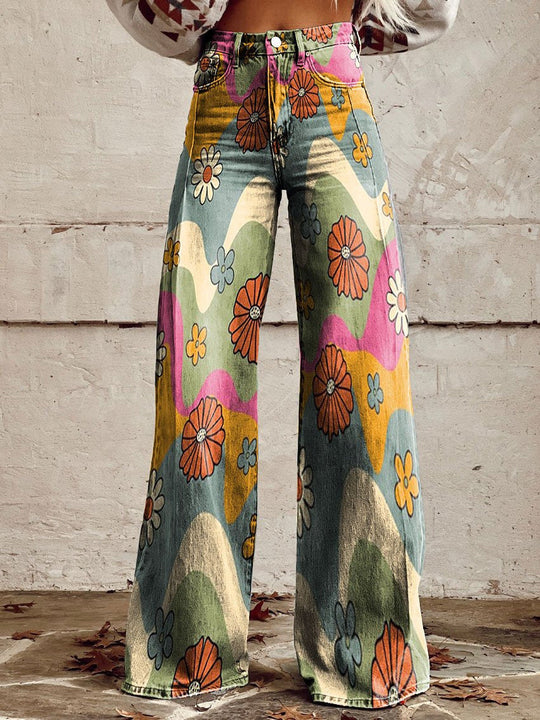Lange Denim Hose aus Baumwolle für Damen