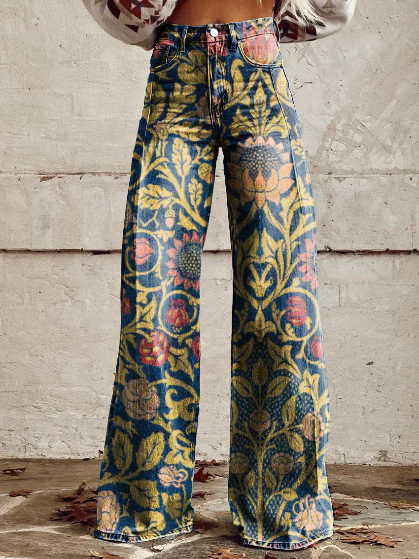 Lange Denim Hose aus Baumwolle für Damen