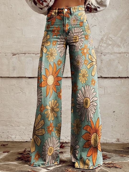 Lange Denim Hose aus Baumwolle für Damen