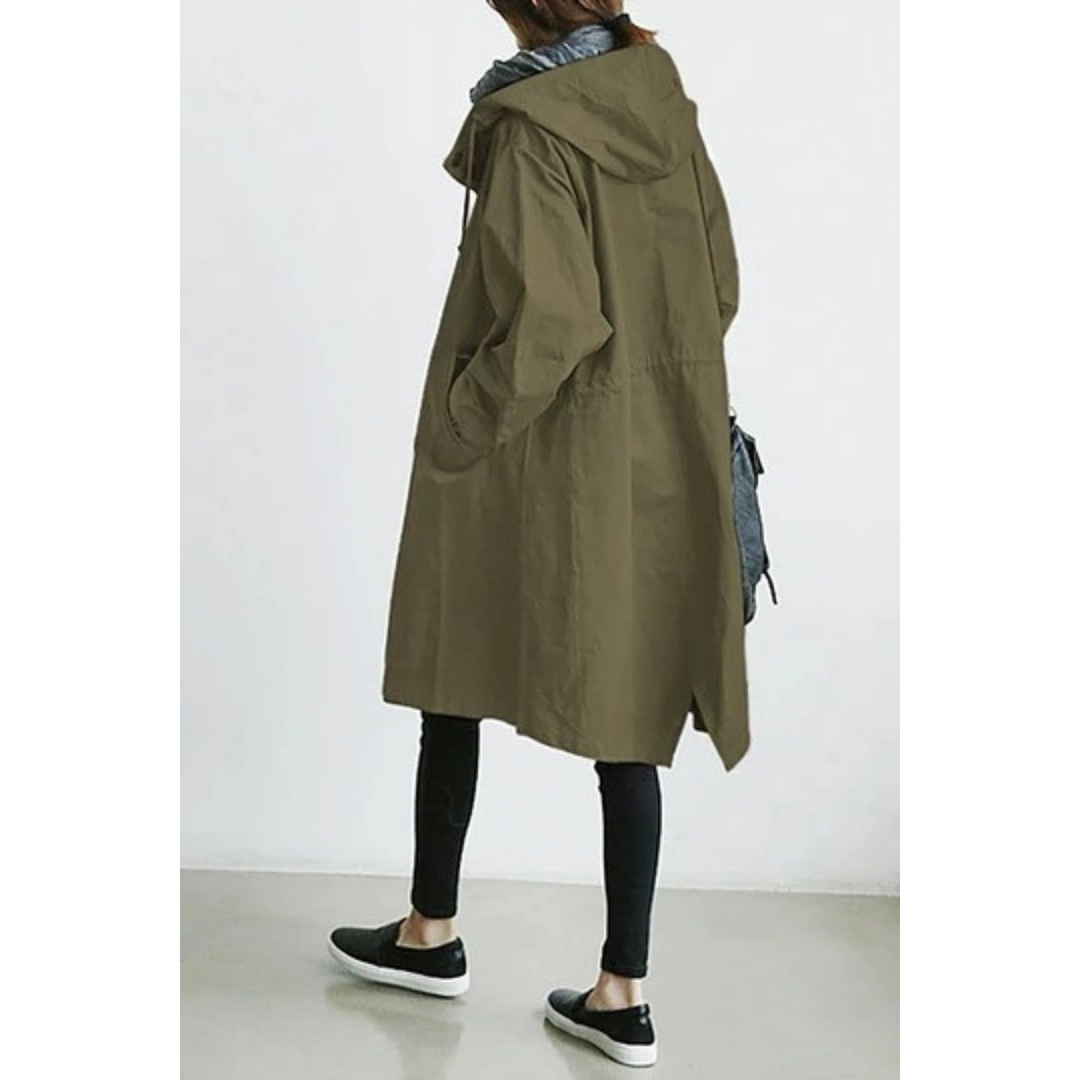 Langer Trenchcoat mit Kapuze für Damen