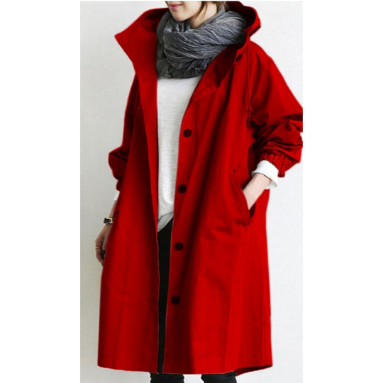 Langer Trenchcoat mit Kapuze für Damen
