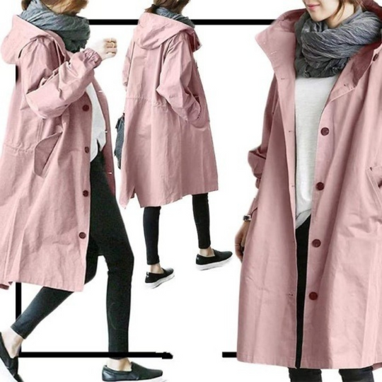 Langer Trenchcoat mit Kapuze für Damen