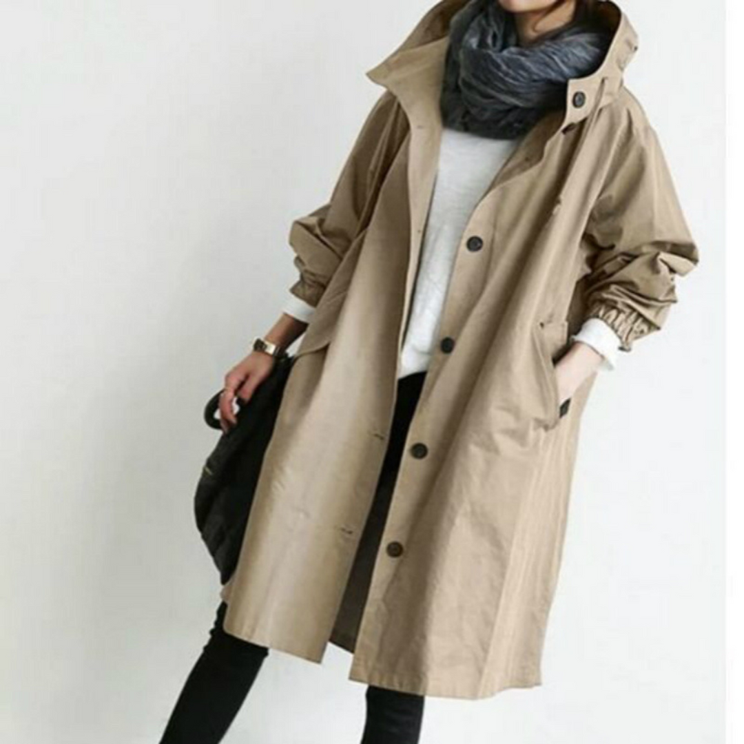 Langer Trenchcoat mit Kapuze für Damen
