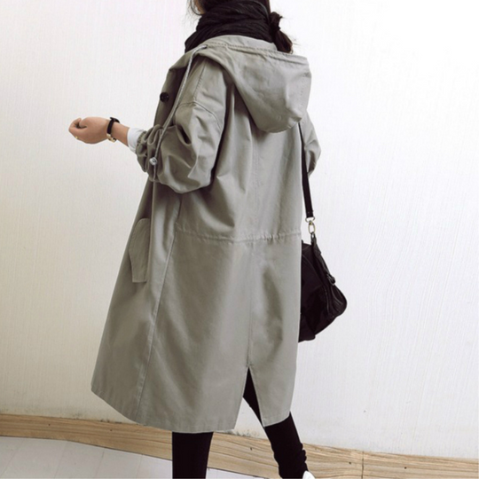 Langer Trenchcoat mit Kapuze für Damen