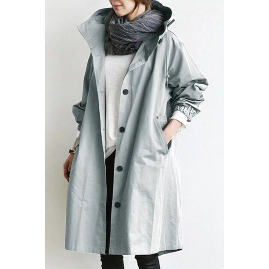 Langer Trenchcoat mit Kapuze für Damen