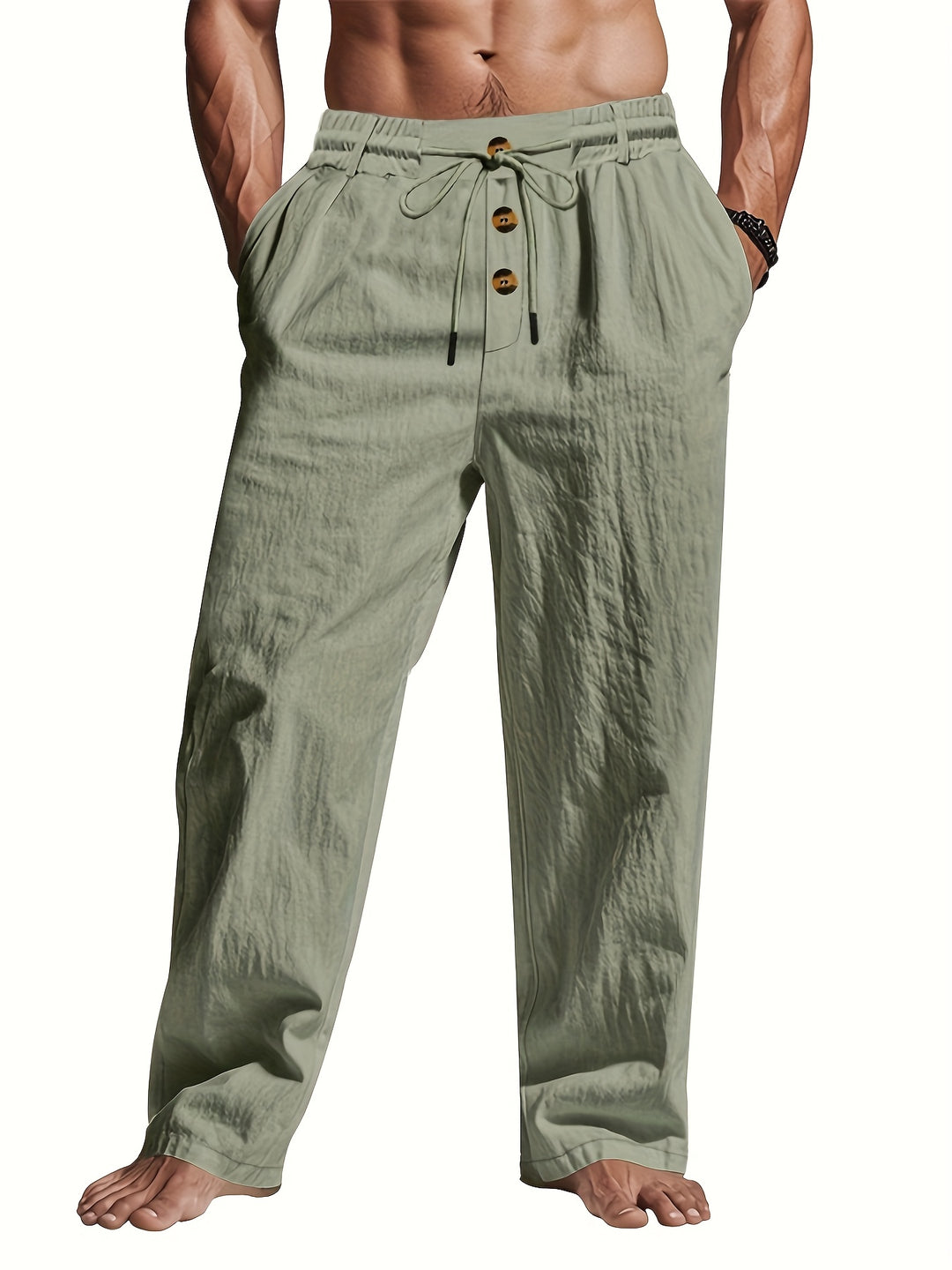 Leichte Leinenhose mit Kordelzug für Herren