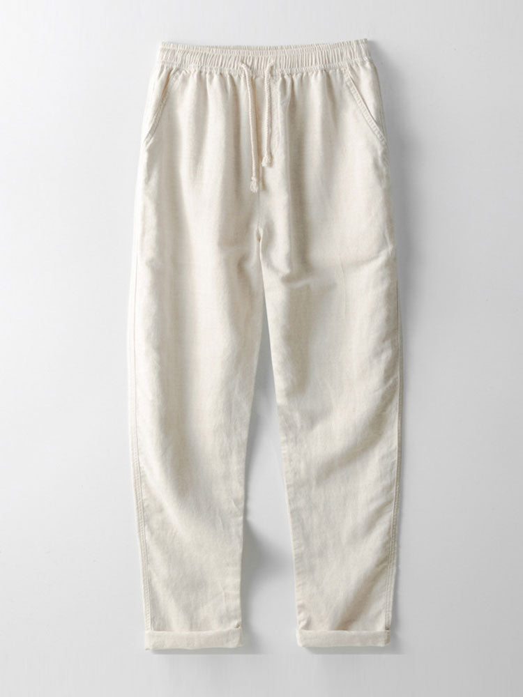 Leinen Sommer Set mit Polohemd und Hose für Männer