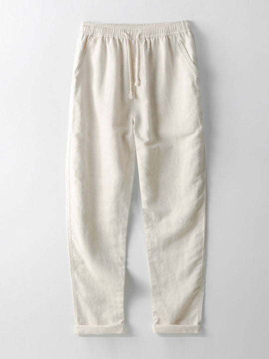 Leinen Sommer Set mit Polohemd und Hose für Männer