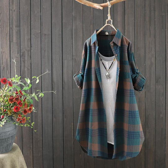 Moderne Bluse mit Karomuster für Damen