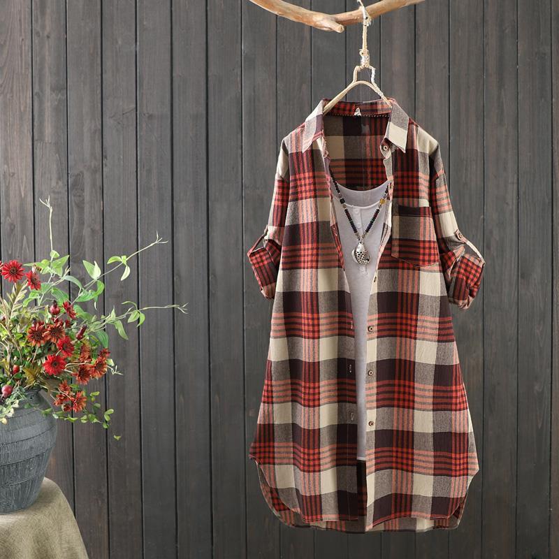 Moderne Bluse mit Karomuster für Damen