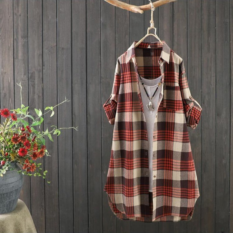 Moderne Bluse mit Karomuster für Damen