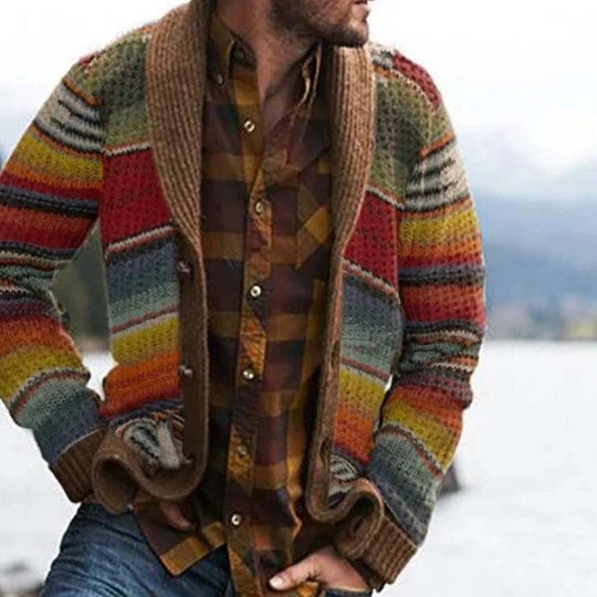 Modische Strickjacke Baumwollemix für Herren mit Streifenmuster