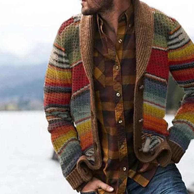 Modische Strickjacke Baumwollemix für Herren mit Streifenmuster