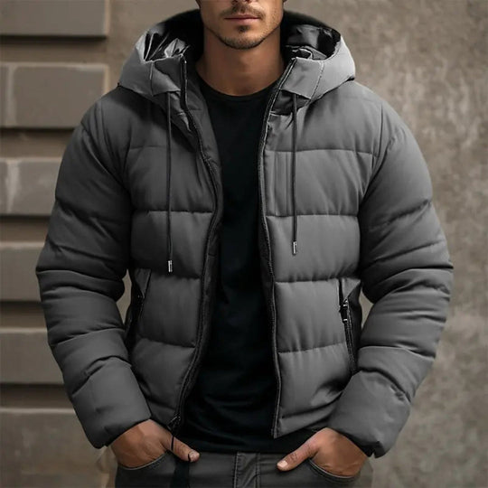 Pufferjacke für Herren mit Kapuze und Reißverschluss