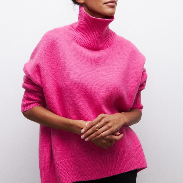 Rollkragenpullover für Damen mit lässiger Passform