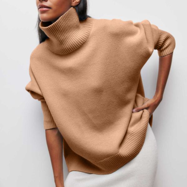 Rollkragenpullover für Damen mit lässiger Passform